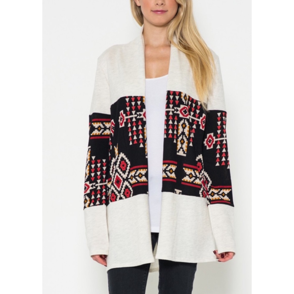 Geo-Panel Open Cardigan